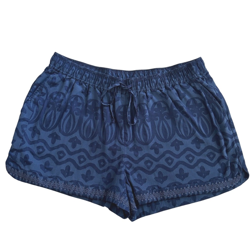 Vineyard Vines Women's Burnout Deep Blue Cotton Blend Bat Pull On Shorts- Large